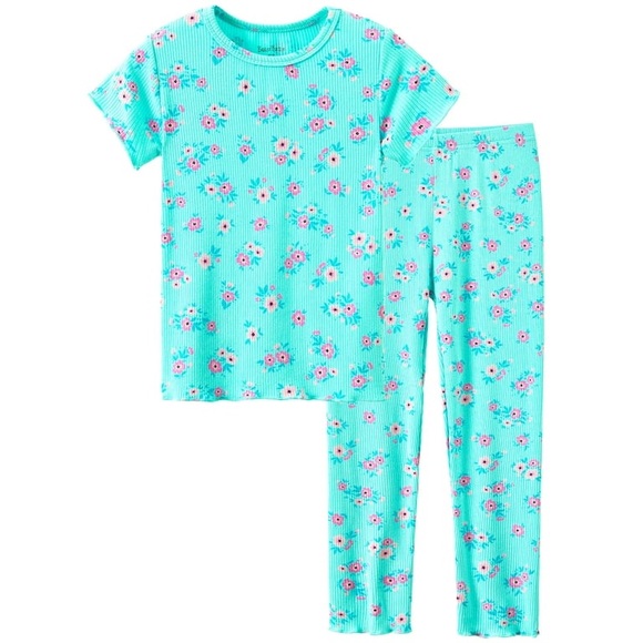 beezizac Other - Toddler Girl Summer Tee & Pants Ditsy Floral 2 Piece PJ Set, Size 4T, Beezizac